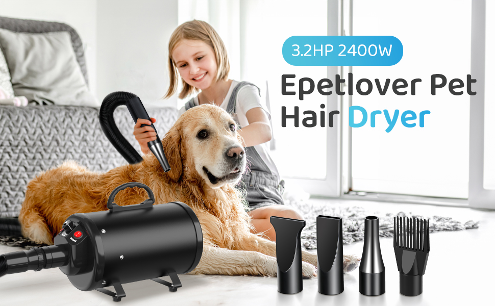 Dog Hair Dryer 3.2HP/2400W Household Pet Grooming Blower