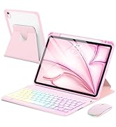 EAMPANG Case with Keyboard Mouse for iPad Air 11 inch M3 M2/ Air 10.9 5th 4th Generation,Rainbow ...