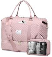 Weekender Duffle Bags for Women - Travel Duffel with Shoe Compartment, Carry On Overnight Bag, Gy...