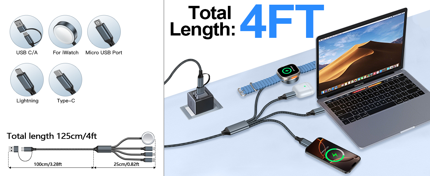 4 in 2 charging cable