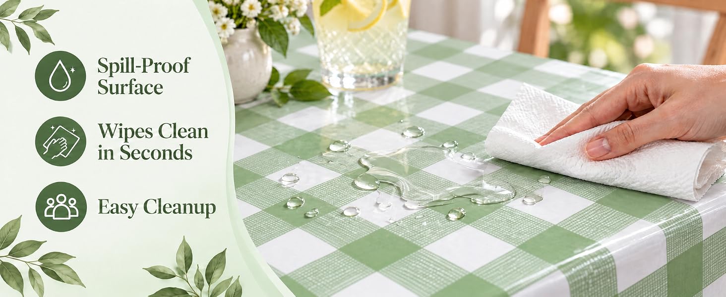 sage green gingham tablecloth