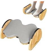Ergonomic Under Desk Bamboo Footrest, 3-in-1 Reversible Rocking Footrest with Footpads, 4 Adjusta...