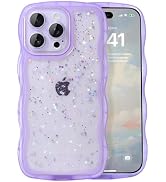 IAIYOXI Case for iPhone 16 Pro Max - Curly Wave Edge Design, Bling Glitter Star Shiny Case, Cute ...