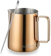 Milk Frothing Pitcher, 350ml (12oz) Steaming Pitchers Stainless Steel Milk Coffee Cappuccino Latt...