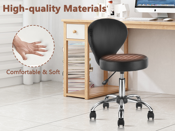 Faux Leather Rolling Swivel Salon Stool Chair