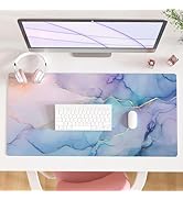 QIYI Large Mouse Pad, PU Leather Desk Mat for Desktop, Waterproof Gaming Desk Pad, Marble Paintin...