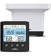 Wireless Rain Gauge Outdoor with Self-Emptying, Backlight, Thermometer, Rain Collector Monitoring...