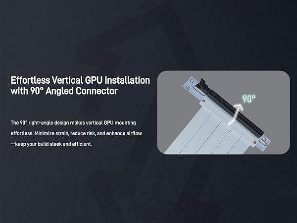 LetLinkSo Gen4 PCIe 4.0 Riser Cable x16 Flexible Extension 90 Angle Adapter fishtail for vertical 