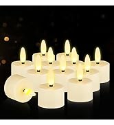 12 PCS Battery Operated Flameless Tea Lights Candles, Realistic 3D Wick and Warm White Flickering...