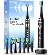 Bymore Electric Toothbrush for Adults,Travel Sonic Toothbrush with 8 Replacement Heads, Ultra Cle...