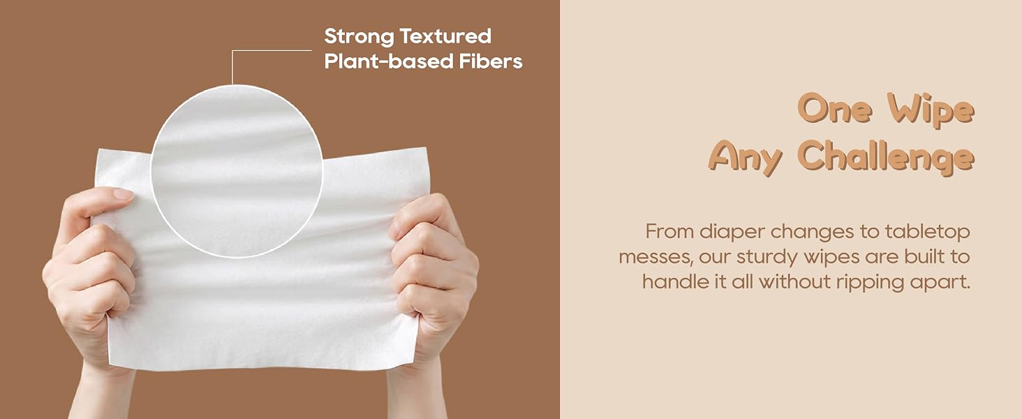 Thick rip-proof bamboo wipes for heavy-duty family cleaning, diaper change, and tabletop messes.