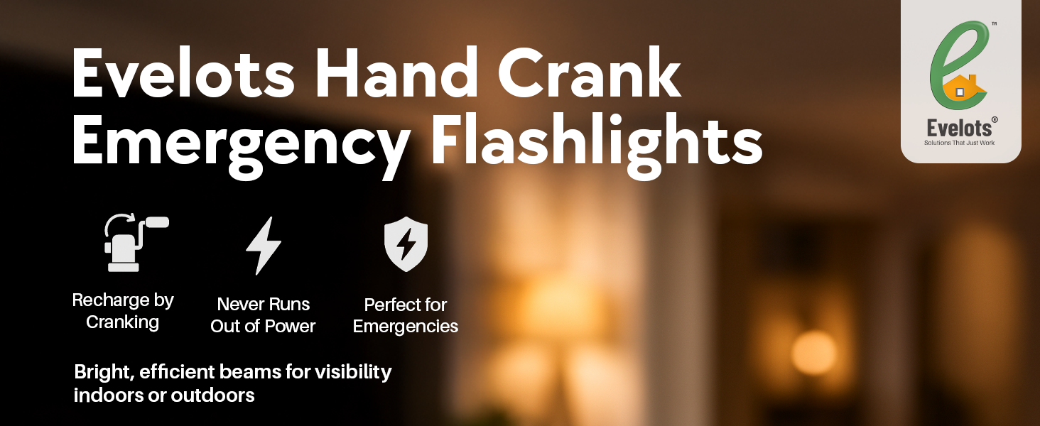 Evelots Hand Crank Flashlights