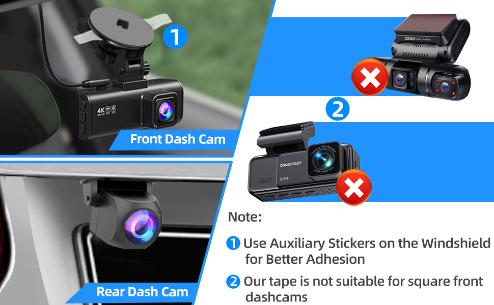 heat resistant double sided tape dash cam windshield mount sticker