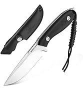Mossy Oak 8.75 Inch Fixed Blade Knife with Leather Sheath, Full Tang Outdoor Camping Knife, G10 H...