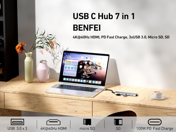 USB C hub 7 in 1