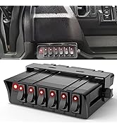 Nilight - 6 Gang Rocker Switch Box SPST Toggle Switch Panel 12V 24V 20A Switch Panel 60Amp Max fo...