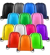 NACHLYNN 14 Pieces Drawstring Backpack Bulk 14 Colors String Backpack Bulk Nylon Draw String Spor...