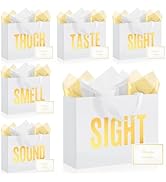 EIiovcnya 5 Senses Gift Bags for Him Her with Labels,Sight Smell Touch Taste Sound Gift Bags with...