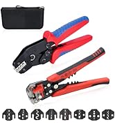 HKS Ratcheting Crimping Tool Set 12 PCS with Wire Stripper &amp; Changeable Jaws for Dupont JST MOLEX...