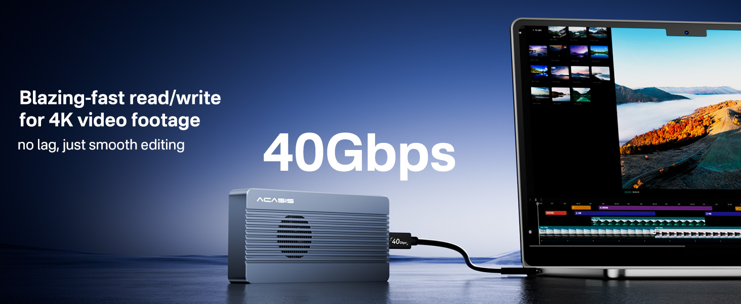 Text reads '40Gbps'. Marketing or promotional image showing digital displays and connectivity concept with blue lighting effects.