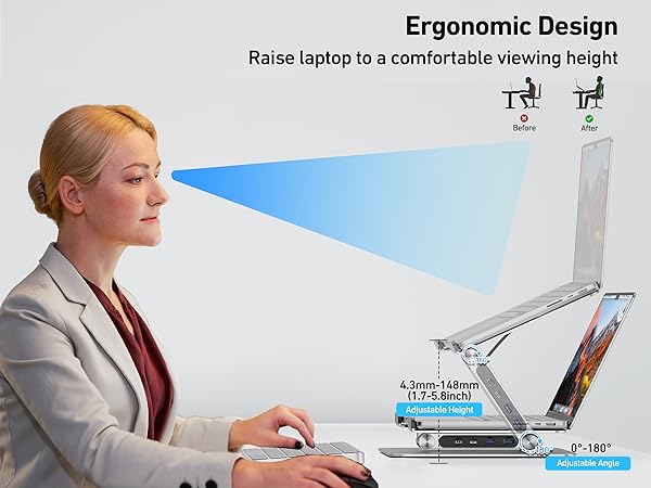 BENFEI Laptop Stand with USB C 6in1 Docking Station