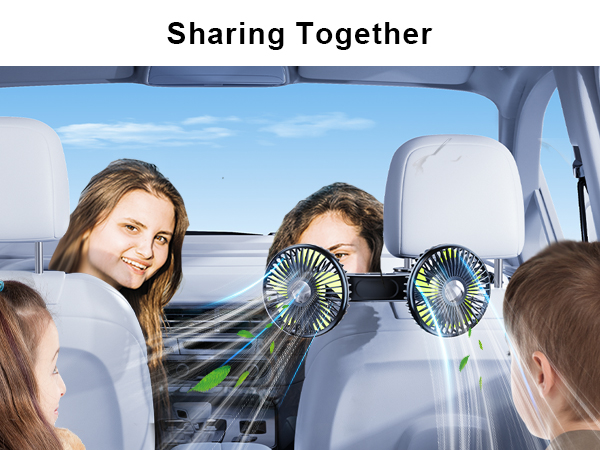 DICMKY Dual Head Car Cooling Fan for Back Seat