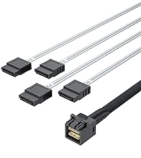 H!Fiber.com 2 Pack 12G Internal Mini SAS HD SFF-8643 to SFF-8643 Cable, 0.5m, 36 Pin, with Sideband,...