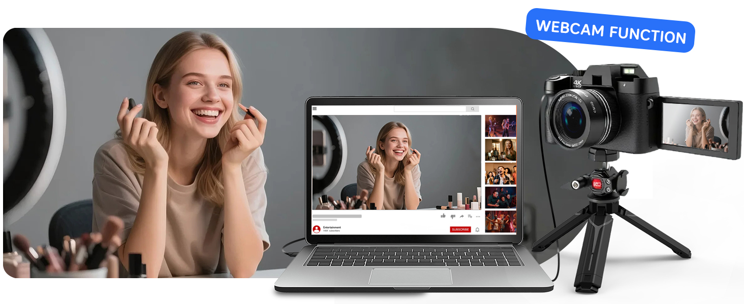 vlogging camera for youtube 4k digital camera with flip screen webcam function