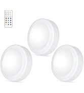 Yiliaw LED Puck Lights with Remote Control, AA Battery Operated, 12 Color Closet Under Cabinet Li...