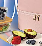 NISHEL Lunch Bag for Women, Insulated Two Separate Compartments Lunch Box with Adjustable Shoulde...