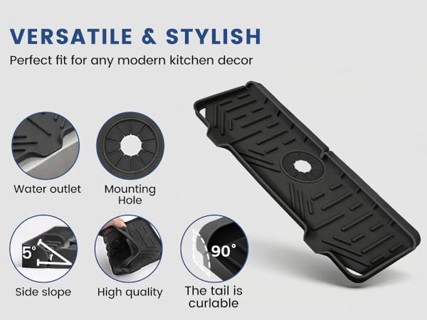 Silicone Faucet Mat Drip Catcher Drying Tray Mat Dish Kitchen Accessories Sink Splash Guard