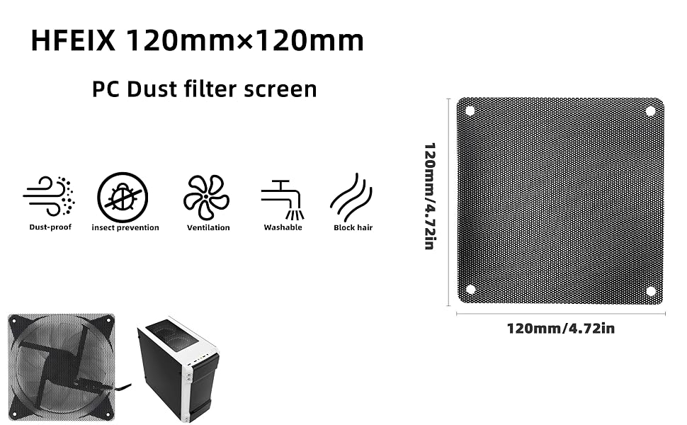 HFEIX 120mmx120mm PC Dust filter screen