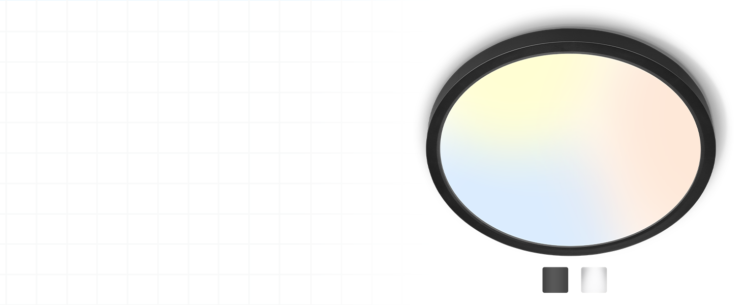 5CCT dimmable flat round thin led ceiling light for bedroom bathroom matte black