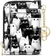 GIANCOMICS Slim Wallet Credit Card Holder Women, Cats Rfid Blocking Small Card Case, Keychain Thi...
