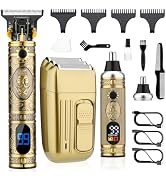Saoilli Hair Clippers for Men, Professional Cordless T-Blade Trimmer Set, Beard Trimmer and Nose ...