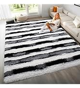 Woottpe 4x6 Feet Area Rugs for Living Room Bedroom,Black and White Machine Washable Soft Fluffy S...