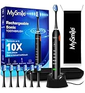 MySmile UC605 Electric Toothbrush for Adults, Rechargeable Sonic Electronic Toothbrush with 6 Bru...