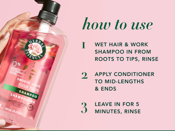 Wet hair &amp; work shampoo in from roots to tips, rinse, apply conditioner to mid-length, leave in