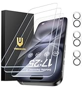 UNBREAKcable iPhone 16 Screen Protector 3-Pack, 3 Tempered Glass + 3 Camera Lens Protectors, 9H H...