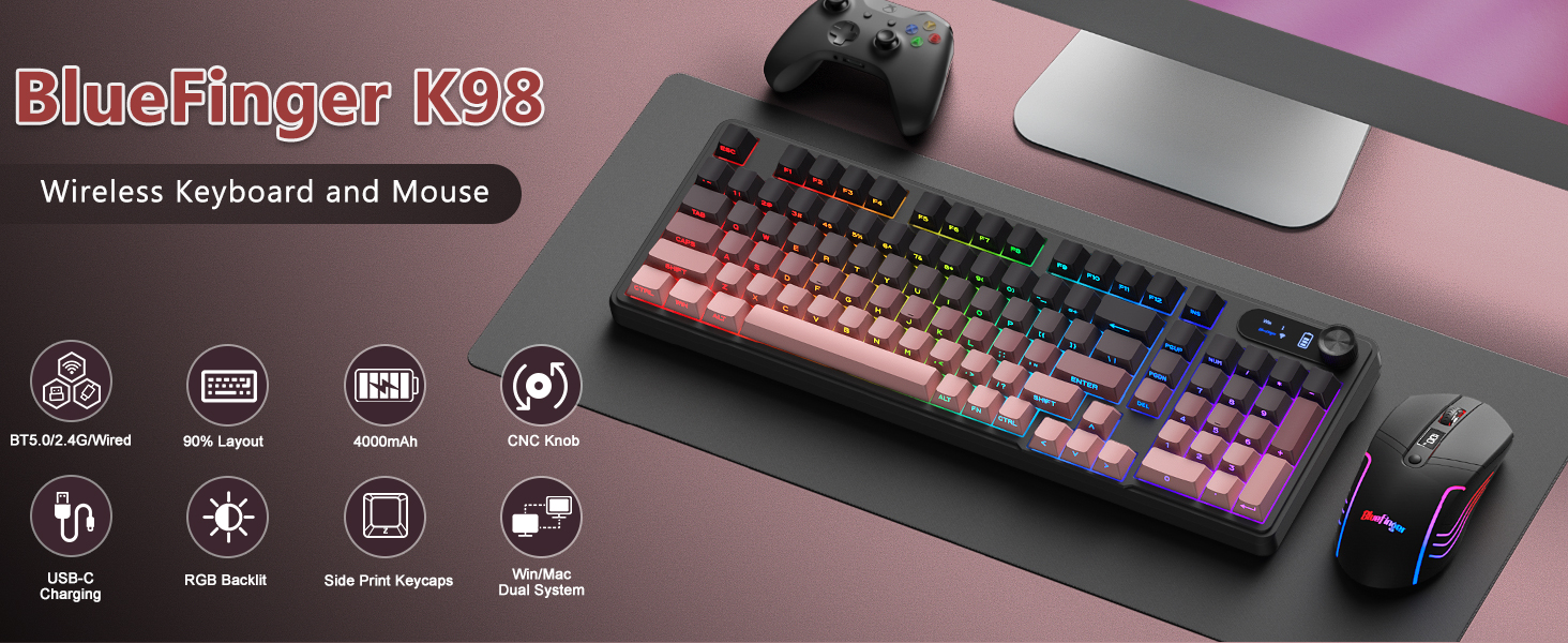 Wireless keyboard and mouse combo Creamy keyboard with number pad