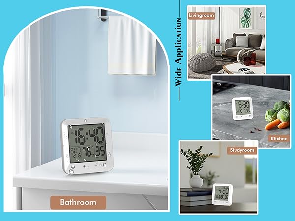 digital wall clock waterproof bathroom clock