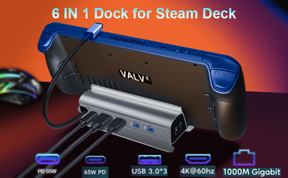  docking station dock for Valve Steam Deck stations usb c hub hdmi 4k@60hz gigabit ethernet network