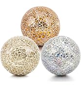 Vhxmaizxn Decoration Mosaic Glass Ball 3.35 Inch Orbs Centerpiece Crack Sphere Balls 3pcs Rose Go...