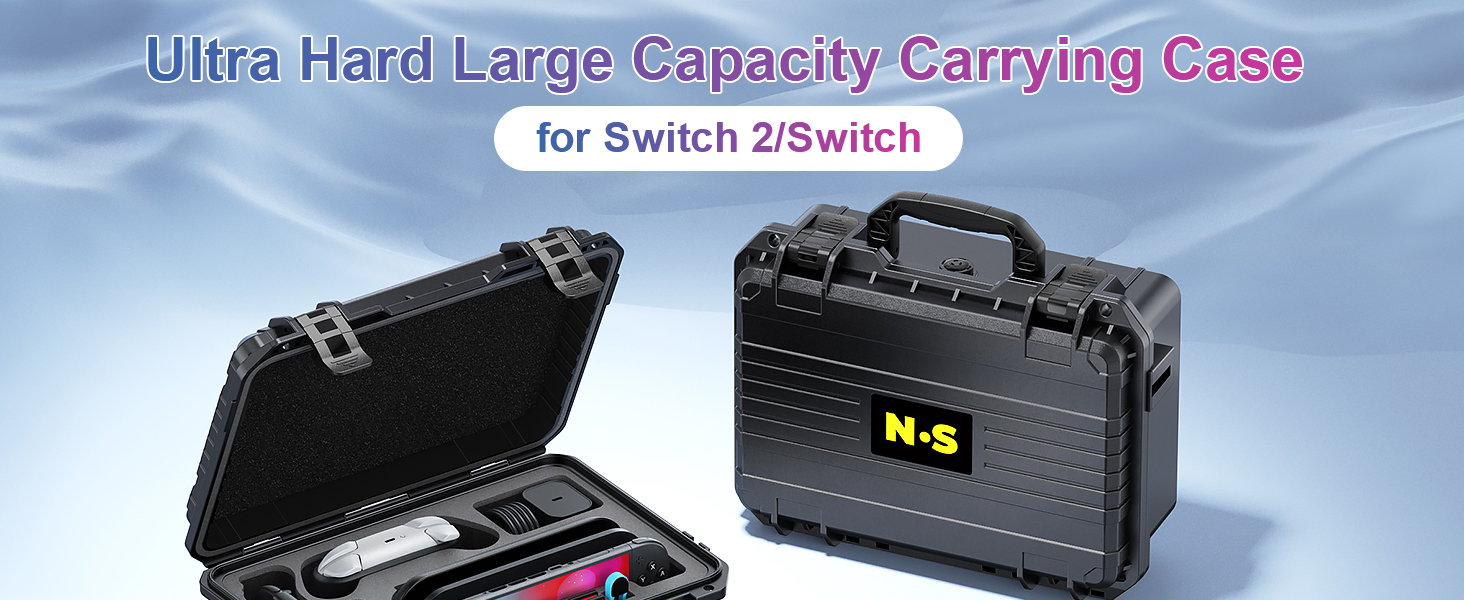 Hard large capacity carrying case for Switch 2/Switch