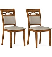 Giantex Wooden Dining Chairs Set of 2, Farmhouse Side Chairs w/Solid Rubber Wood Frames, Comforta...