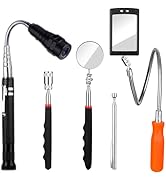 Telescoping Magnetic Pickup Tool Set, Extendable Magnet Flashlight with Mechanic Inspection Mirro...