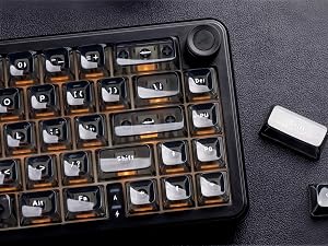 Black Grey Jelly keycaps, Shine Through Keyboard caps Clear Set,Ice Crystal Translucent Key caps