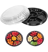 10 Pcs Round Plastic Appetizer Tray with Lid Divided Serving Tray, Disposable Food Storage Contai...