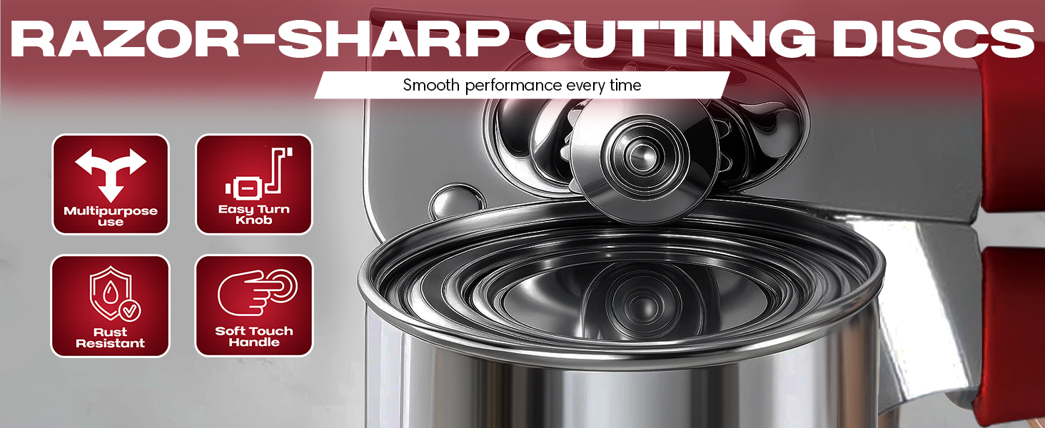 Can Opener Heavy Duty - Manual Hand Crank for Large Cans with Anti-Slip Grip - Stainless Steel