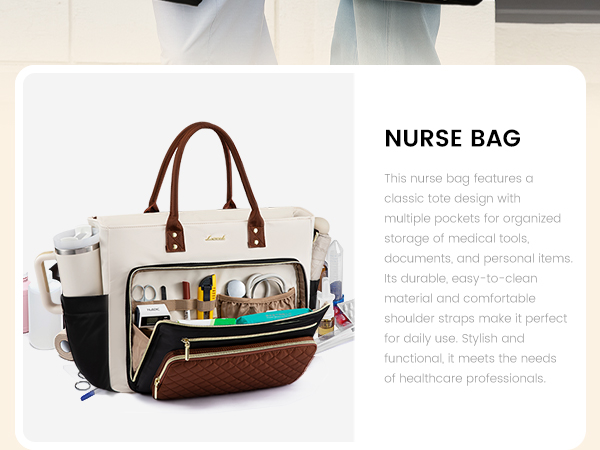 LOVEVOOK Teacher Laptop Tote Bag for Women Nurse Work With Large Cup Holder Computer Purses